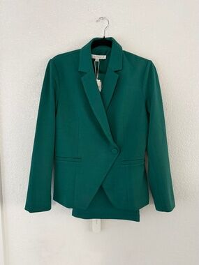 Anthropologie Women’s Green Flat White Suit Size Small NWT